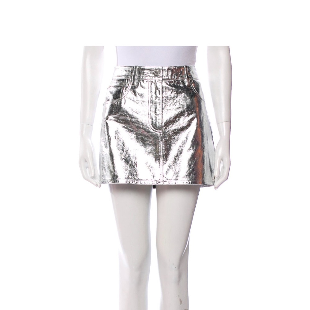 Helmut Lang Mirror Silver Leather Skirt